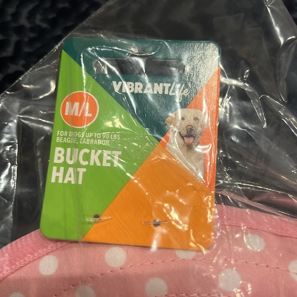 NWT Vibrant Life Dog Bucket Hat Pink/White polka dots Size XS/S(up to 20 pounds) - Picture 9 of 9
